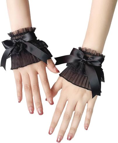AUOCATTAIL Bow Lace Gloves Hand Sleeve Women Elastic Bracelet wrist Cuff Cosplay Wedding Party Masquerade in Saudi Arabia