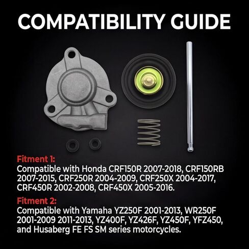 طقم غشاء مضخة مسرع المكربن ​​متوافق مع Honda CRF150R CRF150RB CRF250R CRF250X CRF450R CRF450X Yamaha YZ250F WR250F Husaberg FE FS SM in Kuwait