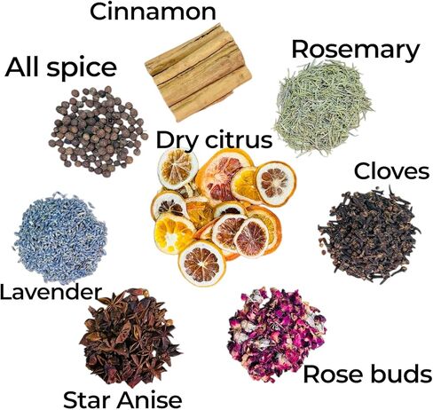 Kejora USA Handcrafted Potpourri Kit (Dried Citrus, Rose Buds, Lavender, Cinnamon, Star Anise, Cloves, Rosemary, All Star Spice) – Simmer, Art, Craft, Decor, Gift, Garnish etc -Mix and Match in Saudi Arabia