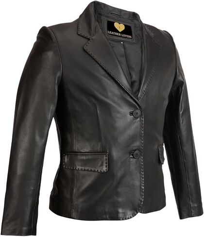 LL LEATHER LOVERS Women's Leather Coat - Button Down Closure Round Neck Lambskin Leather Bike Riding Coat, Jacket in Saudi Arabia