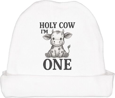 inktastic Holy Cow I'm 1 Birthday Baby Beanie Hat in Saudi Arabia