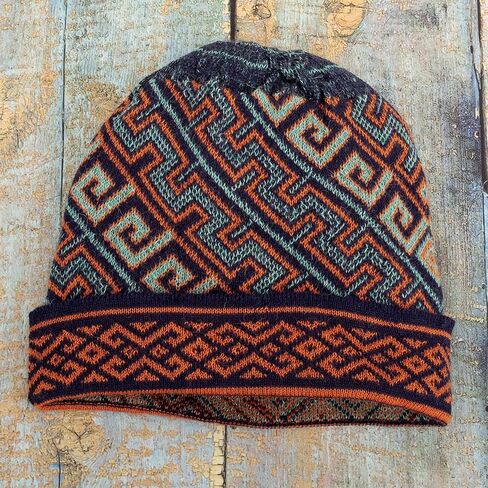 NOVICA 100% Baby Alpaca Knit hat, 'Andean Style' Blue, Orange in Saudi Arabia