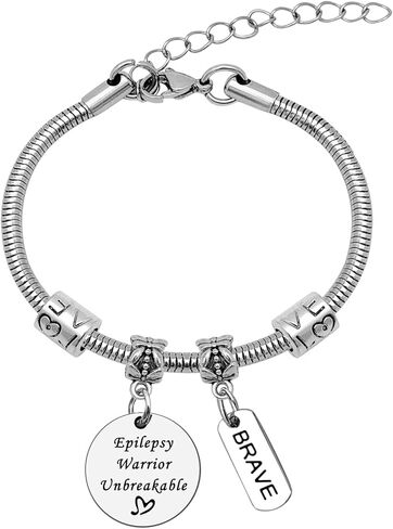 Mwphuy Epilepsy Medical Alert Bracelets for Women Epilepsy Awareness Gifts Epilepsies Warrior Bracelet Epilepsies Fighter Gift Survivor Gift Stainless Steel Bracelets Christmas Birthday Gifts in Saudi Arabia