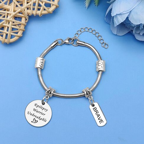 Mwphuy Epilepsy Medical Alert Bracelets for Women Epilepsy Awareness Gifts Epilepsies Warrior Bracelet Epilepsies Fighter Gift Survivor Gift Stainless Steel Bracelets Christmas Birthday Gifts in Saudi Arabia