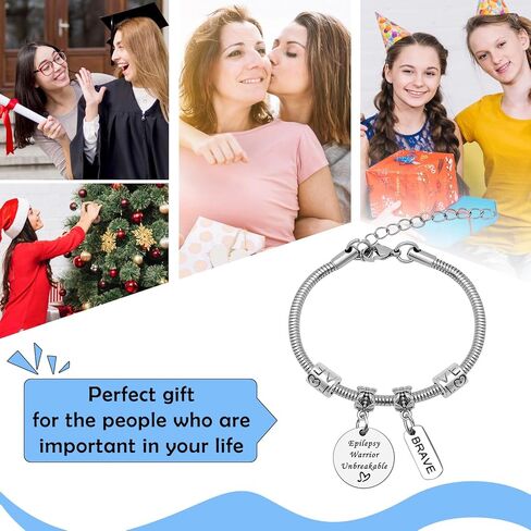 Mwphuy Epilepsy Medical Alert Bracelets for Women Epilepsy Awareness Gifts Epilepsies Warrior Bracelet Epilepsies Fighter Gift Survivor Gift Stainless Steel Bracelets Christmas Birthday Gifts in Saudi Arabia