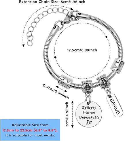 Mwphuy Epilepsy Medical Alert Bracelets for Women Epilepsy Awareness Gifts Epilepsies Warrior Bracelet Epilepsies Fighter Gift Survivor Gift Stainless Steel Bracelets Christmas Birthday Gifts in Saudi Arabia