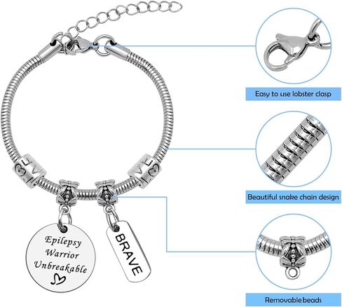 Mwphuy Epilepsy Medical Alert Bracelets for Women Epilepsy Awareness Gifts Epilepsies Warrior Bracelet Epilepsies Fighter Gift Survivor Gift Stainless Steel Bracelets Christmas Birthday Gifts in Saudi Arabia