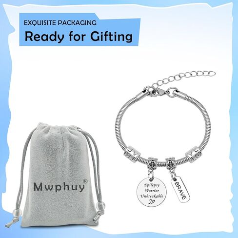 Mwphuy Epilepsy Medical Alert Bracelets for Women Epilepsy Awareness Gifts Epilepsies Warrior Bracelet Epilepsies Fighter Gift Survivor Gift Stainless Steel Bracelets Christmas Birthday Gifts in Saudi Arabia