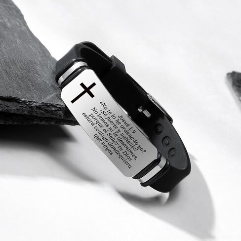 Perspnalized Spanish Scripture Gifts for Men Women,Adjust Silicone Spanish Bible Verse Bracelet Engraved Inspirational ID Bracelets Christian Cross Wristband Xmas Church Employee Favors in Saudi Arabia