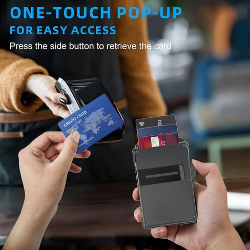 محفظة umoven AirTag للرجال - مع حافظة من الألومنيوم المنبثقة ومشبك نقود وفتحات جلدية رفيعة وحامل بطاقة الائتمان RFID ومحفظة ثنائية الطي مع صندوق هدايا (ألياف الكربون) in Kuwait