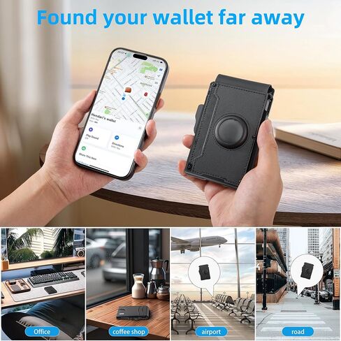 محفظة umoven AirTag للرجال - مع حافظة من الألومنيوم المنبثقة ومشبك نقود وفتحات جلدية رفيعة وحامل بطاقة الائتمان RFID ومحفظة ثنائية الطي مع صندوق هدايا (ألياف الكربون) in Kuwait