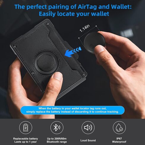 محفظة umoven AirTag للرجال - مع حافظة من الألومنيوم المنبثقة ومشبك نقود وفتحات جلدية رفيعة وحامل بطاقة الائتمان RFID ومحفظة ثنائية الطي مع صندوق هدايا (ألياف الكربون) in Kuwait