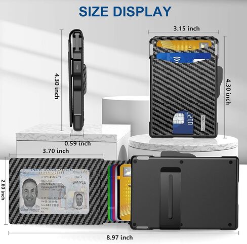umoven AirTag Wallet for Men - with Pop Up Aluminum Case Money Clip Slim Leather Slots Credit Card Holder RFID Blocking Bifold Minimalist Wallet with Gift Box (Carbon Fiber) in Saudi Arabia
