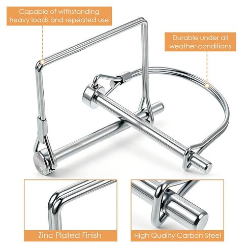 40 PCS Shaft Locking Pin, 1/4 x 3 Inch Zinc-Plated Heavy Duty Safety Pins, Trailer Coupler Pins, Square & Arch Shapes, Premium Carbon Steel in Saudi Arabia