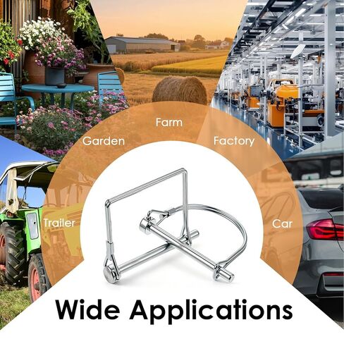 40 PCS Shaft Locking Pin, 1/4 x 3 Inch Zinc-Plated Heavy Duty Safety Pins, Trailer Coupler Pins, Square & Arch Shapes, Premium Carbon Steel in Saudi Arabia