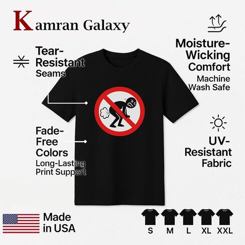 No Farting Funny Graphic T-Shirt – Unisex Gag Joke Tee for Men & Women – Black Sizes S M L XL XXL – Humor Novelty Shirt in Saudi Arabia