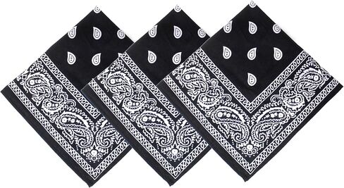 مجموعة هدايا باندانا متعددة الأغراض مصنوعة من القطن بنسبة 100% للرجال من INDIAN CRAFT CASTLE - عصابة رأس، لف، تغطية واقية، أسود/كحلي/أحمر in Kuwait