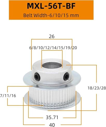 56/58Teeth Alloy Pulley Bore 8/10/12/14/15mm Pitch 2.032mm Trapezoidal Tooth 1Pcs(15 mm,2Pieces,58Tbelt width 10mm) in Saudi Arabia