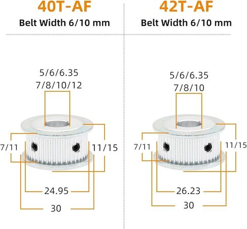 2GT40T42T Timing Pulley Bore Size 5-10m Circle-arc Tooth Pitch Width 6-10mm 1Pcs(40T (Bore 10 mm),Belt width 10mm) in Saudi Arabia