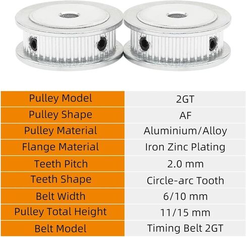 2GT40T42T Timing Pulley Bore Size 5-10m Circle-arc Tooth Pitch Width 6-10mm 1Pcs(40T (Bore 10 mm),Belt width 10mm) in Saudi Arabia
