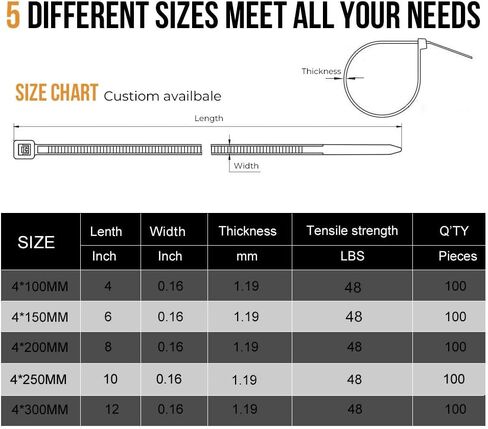ربطات عنق بسحاب شديدة التحمل، على الطريق 60 قطعة متعددة الأغراض من النايلون للأشعة فوق البنفسجية، عرض 30.48 سم، 0.51 بوصة مع قوة شد 250 رطل للمنزل الداخلي والخارجي in Kuwait
