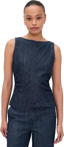 Madewell Women's Denim Ruched Boat Neck Shell Top in Saudi Arabia