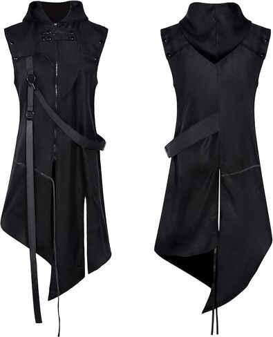 Men's Steampunk Gothic Jacket Victorian Renaissance Long Hoodie Vest Medieval Halloween Cosplay Costume in Saudi Arabia