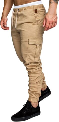 Men Cargo Joggers Casual Cargo Pants Lightweight Hiking Tactical Pants Workout Gym Sweatpants with Multi Pockets in Saudi Arabia