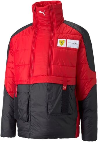 Puma Mens Scuderia Ferrari Race بيان مبطن نصف سحاب معاطف سترات ملابس خارجية كاجوال هوك وحلقة إغلاق - أسود - مقاس L in Saudi Arabia
