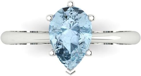 1.5 ct Pear Cut Natural Swiss Blue Topaz 14k Yellow Gold Solitaire Wedding Engagement Bridal Promise Ring in Saudi Arabia