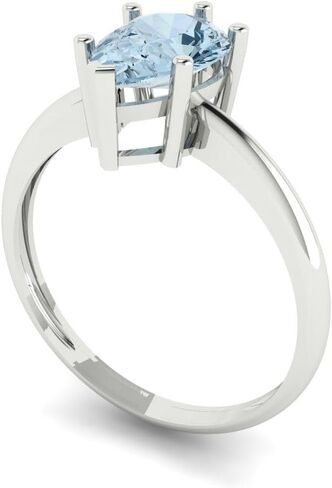 1.5 ct Pear Cut Natural Swiss Blue Topaz 14k Yellow Gold Solitaire Wedding Engagement Bridal Promise Ring in Saudi Arabia