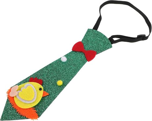 Adjustable Easter Necktie with Cartoon Chick Design, Green Festival Accessory and Adults, Holiday Gathering Tie for Boys in Saudi Arabia