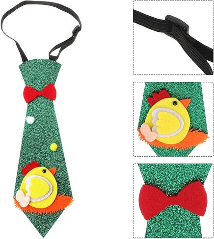 Adjustable Easter Necktie with Cartoon Chick Design, Green Festival Accessory and Adults, Holiday Gathering Tie for Boys in Saudi Arabia