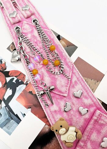Women's Cute Denim Necktie Metal Chain Decoration Shirt Accessory Casual Party Punk Rock Fashion Pre-Tied Ties in Saudi Arabia