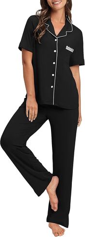 Bloggerlove 100% Cotton Pajamas for Women Set 2 Piece Short Sleeve Women's Sleepwear with Long Pant Button Down Lounge Sets in Saudi Arabia