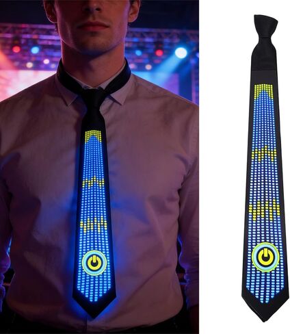 LED Tie, Voice Controlled Luminous Tie with Flexible LED Cold Light Technology, for Concert Bar Dancing Birthday Party Cosplay in Saudi Arabia