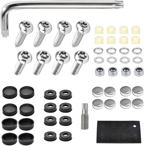 Shakas Anti Theft License Plate Screws Kits, for Front Rear Car Tag Mount, Stainless Steel Rust-Proof Anti-Theft Fixing Bolt Kit for Securing Frames and Covers in Saudi Arabia