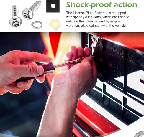 Shakas Anti Theft License Plate Screws Kits, for Front Rear Car Tag Mount, Stainless Steel Rust-Proof Anti-Theft Fixing Bolt Kit for Securing Frames and Covers in Saudi Arabia