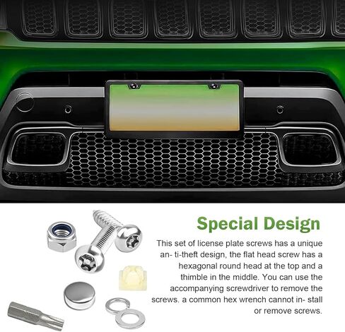 Shakas Anti Theft License Plate Screws Kits, for Front Rear Car Tag Mount, Stainless Steel Rust-Proof Anti-Theft Fixing Bolt Kit for Securing Frames and Covers in Saudi Arabia