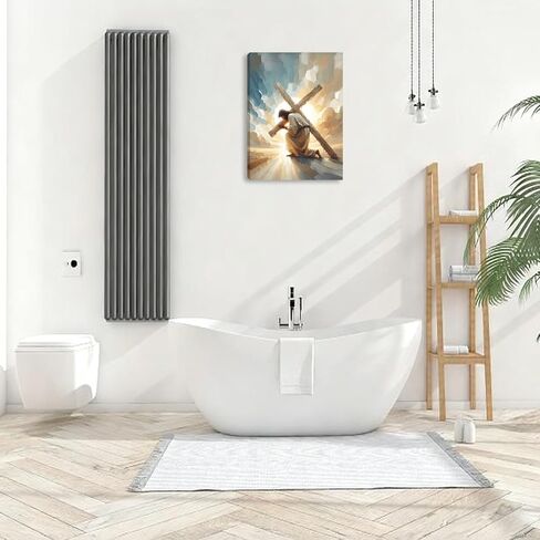 بورميبون يسوع قماش جدار الفن ديكور كريستين اللوحة ملصق يسوع الصليب صور لجدار الكنيسة غرفة المعيشة غرفة نوم ديكور المنزل 12 * 16 في (قماش ممتد على إطار خشبي) in Kuwait