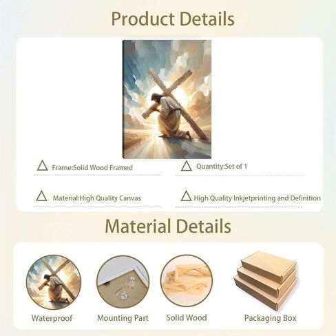 بورميبون يسوع قماش جدار الفن ديكور كريستين اللوحة ملصق يسوع الصليب صور لجدار الكنيسة غرفة المعيشة غرفة نوم ديكور المنزل 12 * 16 في (قماش ممتد على إطار خشبي) in Kuwait