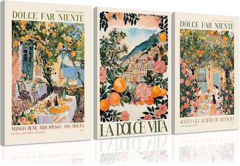 Ovczax Italy Amalfi Coast Wall Art Decor Framed Italian City Canvas Painting Italy Landscape Poster Mediterranean Prints for Dining Room Kitchen Living Room 12x16In in Saudi Arabia