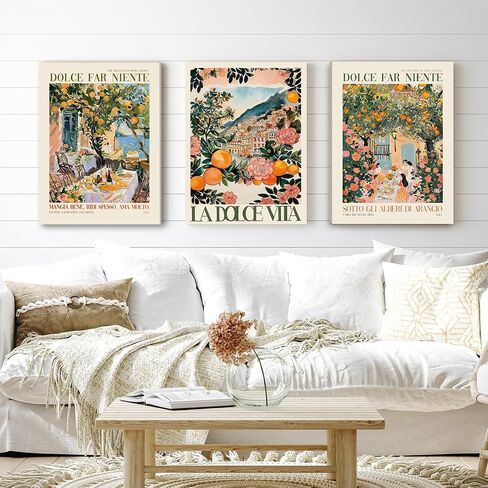 Ovczax Italy Amalfi Coast Wall Art Decor Framed Italian City Canvas Painting Italy Landscape Poster Mediterranean Prints for Dining Room Kitchen Living Room 12x16In in Saudi Arabia