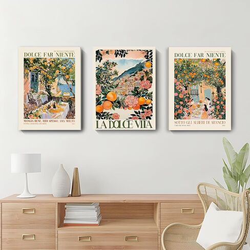 Ovczax Italy Amalfi Coast Wall Art Decor Framed Italian City Canvas Painting Italy Landscape Poster Mediterranean Prints for Dining Room Kitchen Living Room 12x16In in Saudi Arabia