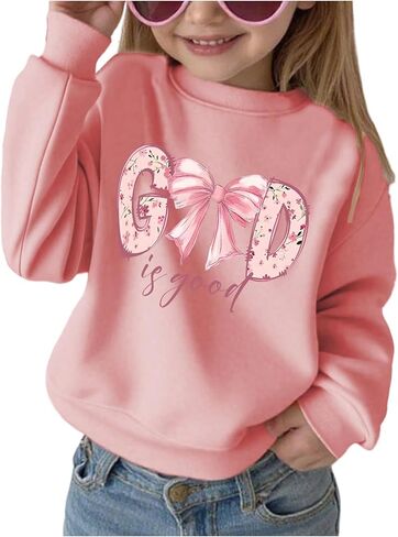 SOLY HUX Girl's Cute Crewneck Sweatshirts Long Sleeve Bow Graphic Pullover Tops Fall Clothes in Saudi Arabia