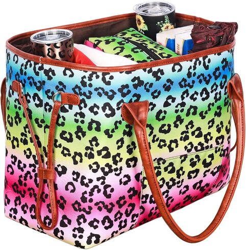 حقيبة يد نسائية كبيرة للشاطئ خفيفة الوزن وحقيبة كتف قماشية كاجوال مع هدايا بمقبض من الجلد الصناعي in Kuwait