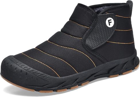 أحذية الثلوج الشتوية للرجال مقاومة للماء سهلة الارتداء دافئة مبطنة بالفرو الصناعي حذاء بوت بطول الكاحل غير قابل للانزلاق للخارجية أحذية مشي غير رسمية in Kuwait