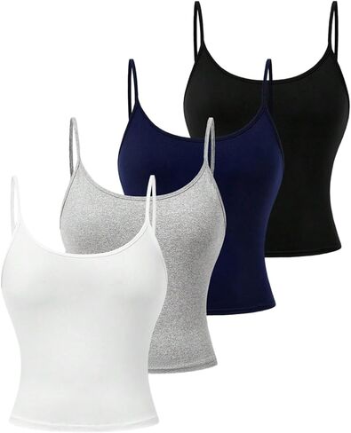 Girl's 4 Pack Cami Top Slim Fit Spaghetti Strap Camisole Tops Casual Comfy Basic Tops in Saudi Arabia
