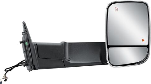 Driver Left Side Door Towing Mirror Power and Heated Glass with BLIS Textured Black Back Cover Turn Signal Light Puddle Light Manual Folding Temperature Sensor For 2019-2023 Ram 2500 3500 4500 5500 in Saudi Arabia