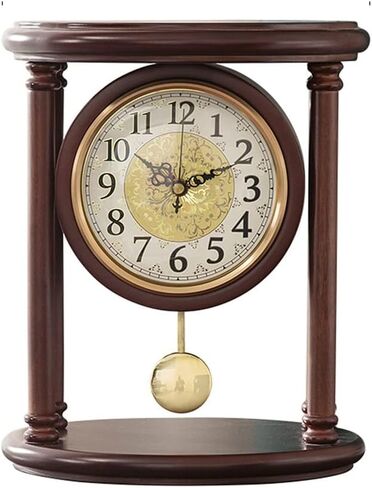 Solid Wood Desk Clock, Home Desktop Decoration, Living Room, Silent Swing in Saudi Arabia